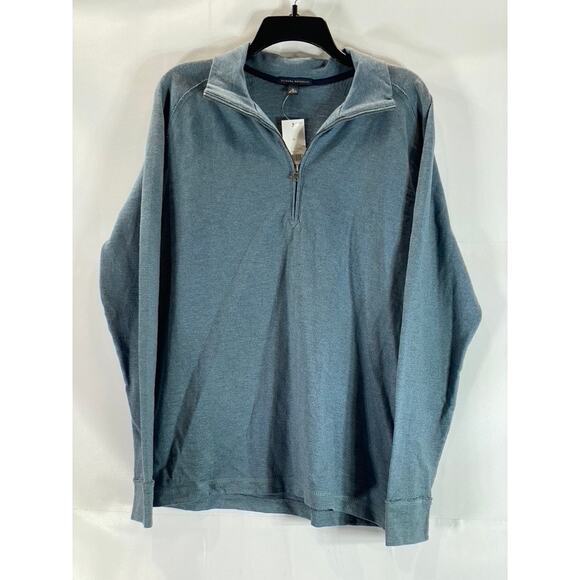 BANANA REPUBLIC Men's Blue Quarter-Zip Cotton Pullover Sweater SZ M - Picture 1 of 11